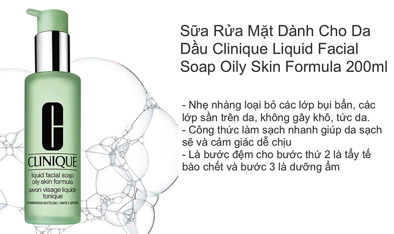 Sữa Rửa Mặt Dành Cho Da Dầu Clinique Liquid Facial Soap Oily Skin Formula 200ml - Phân Phối Bởi Nhà Bán Hàng