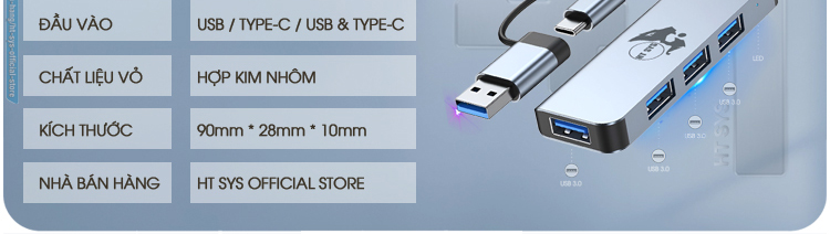 bộ chia usb 3.0, hub usb ht sys 4in1