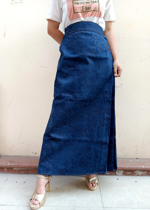 Váy chống nắng Jean Trơn Hoa văn Cao cấp
