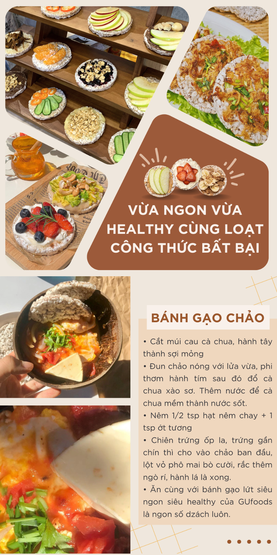 Bánh gạo lứt GUfoods (300g) - Không chiên dầu, Không đường, Từ gạo và ngũ cốc nguyên hạt, Lành mạnh, Phù hợp Eat clean, Ăn vặt healthy, Thực dưỡng, Tập gym, Thuần chay, Đa dạng hương vị