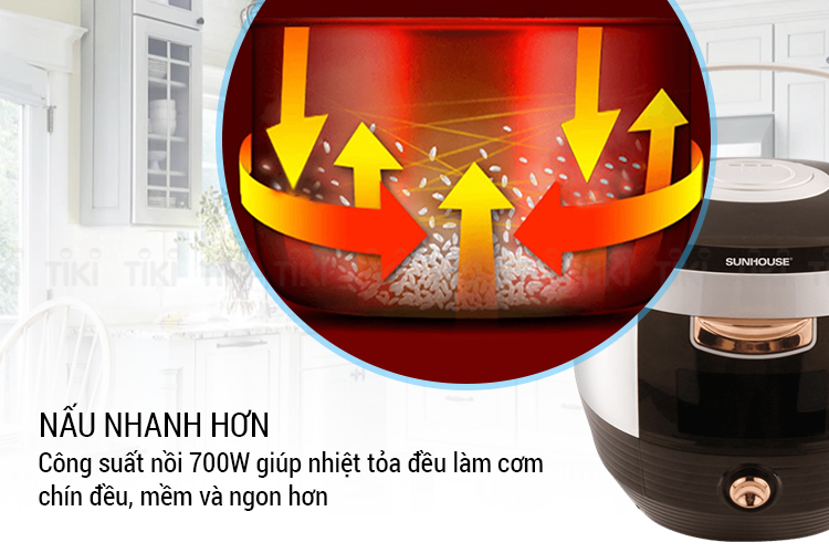 Nồi Cơm Điện Nắp Gài Sunhouse SHD8629C (1.8 Lít) - Hàng Chính Hãng