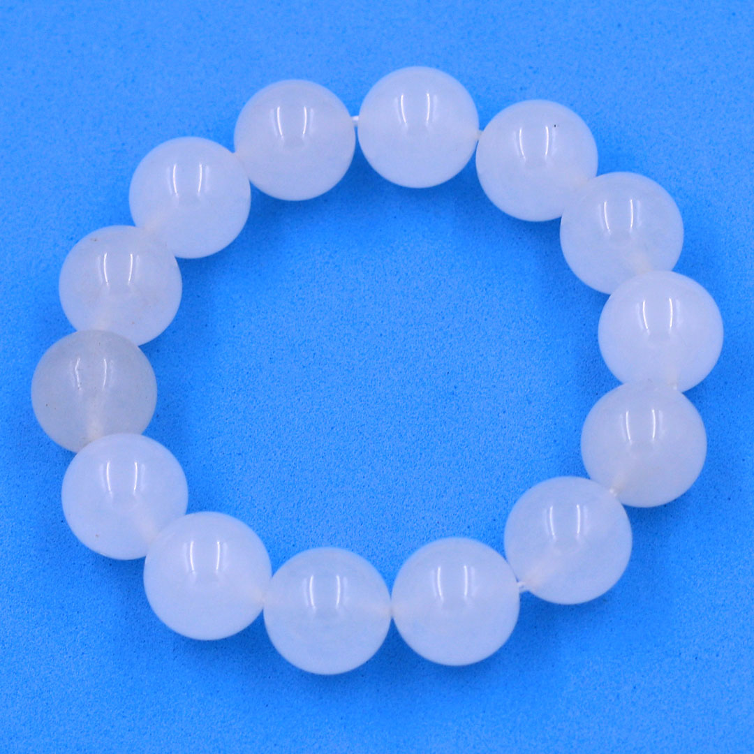Chuỗi đeo tay đá thạch anh trắng 14 ly - Vòng chuỗi đeo tay đá phong thủy