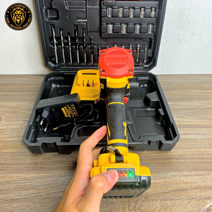Máy khoan pin HUKAN 21V 3 chức năng tặng bộ phụ kiện mũi khoan