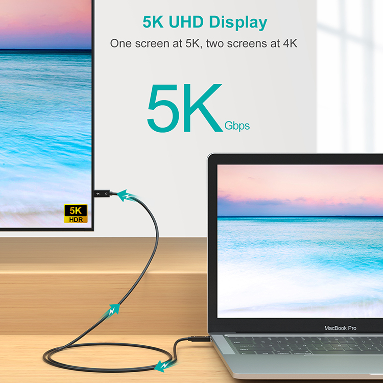 Dây Cáp Thunderbolt 3 Choetech Hỗ Trợ Truyền Tải 40Gbps, Sạc PD 100W, Video 4K @ 60Hz kép / 5K 0.8 m A3008 - Hàng Chính Hãng