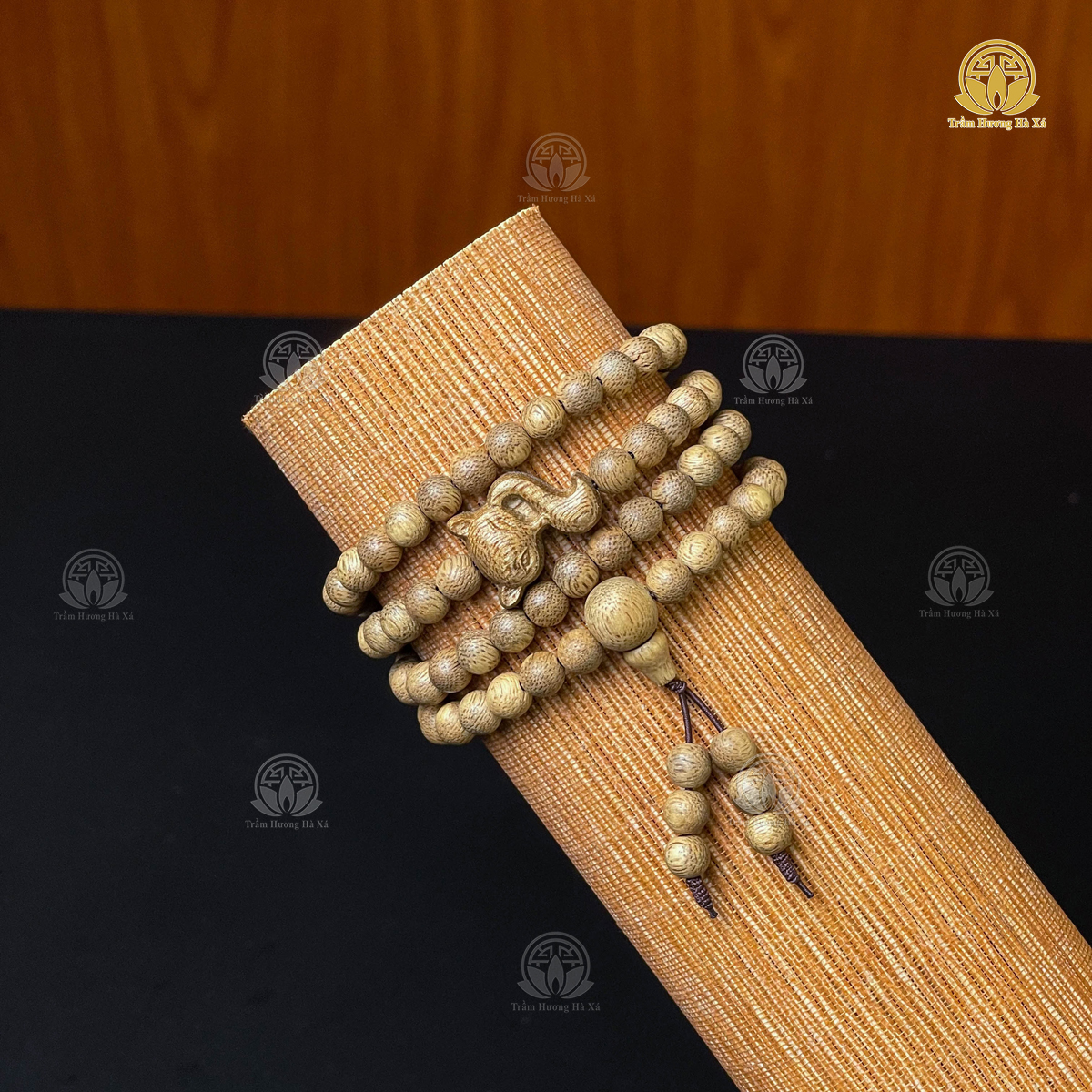 Vòng tay trầm hương chuỗi 108 hạt mix charm tốc đeo tay nam nữ Trầm Hương Hà Xá