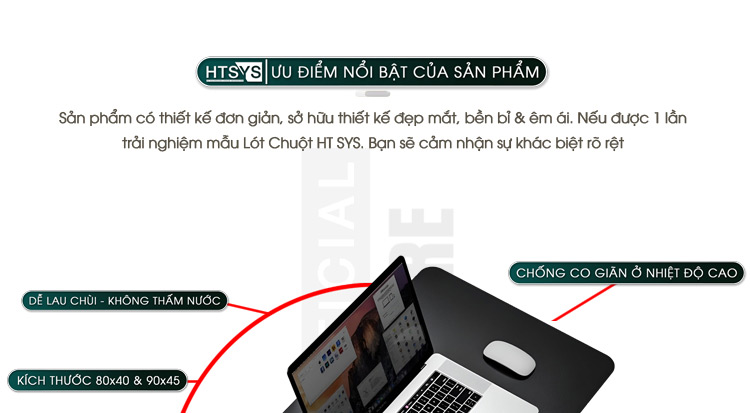 Lót chuột chống trượt 2 mặt - PU cao cấp, thiết kế đẹp, kích thước 80x40 và 90x45