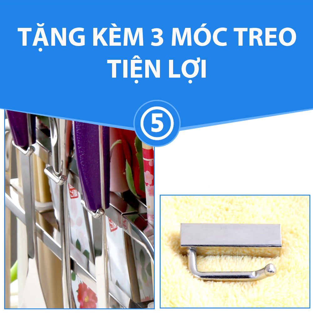 kệ cài dao thớt inox 304 kèm ống đũa