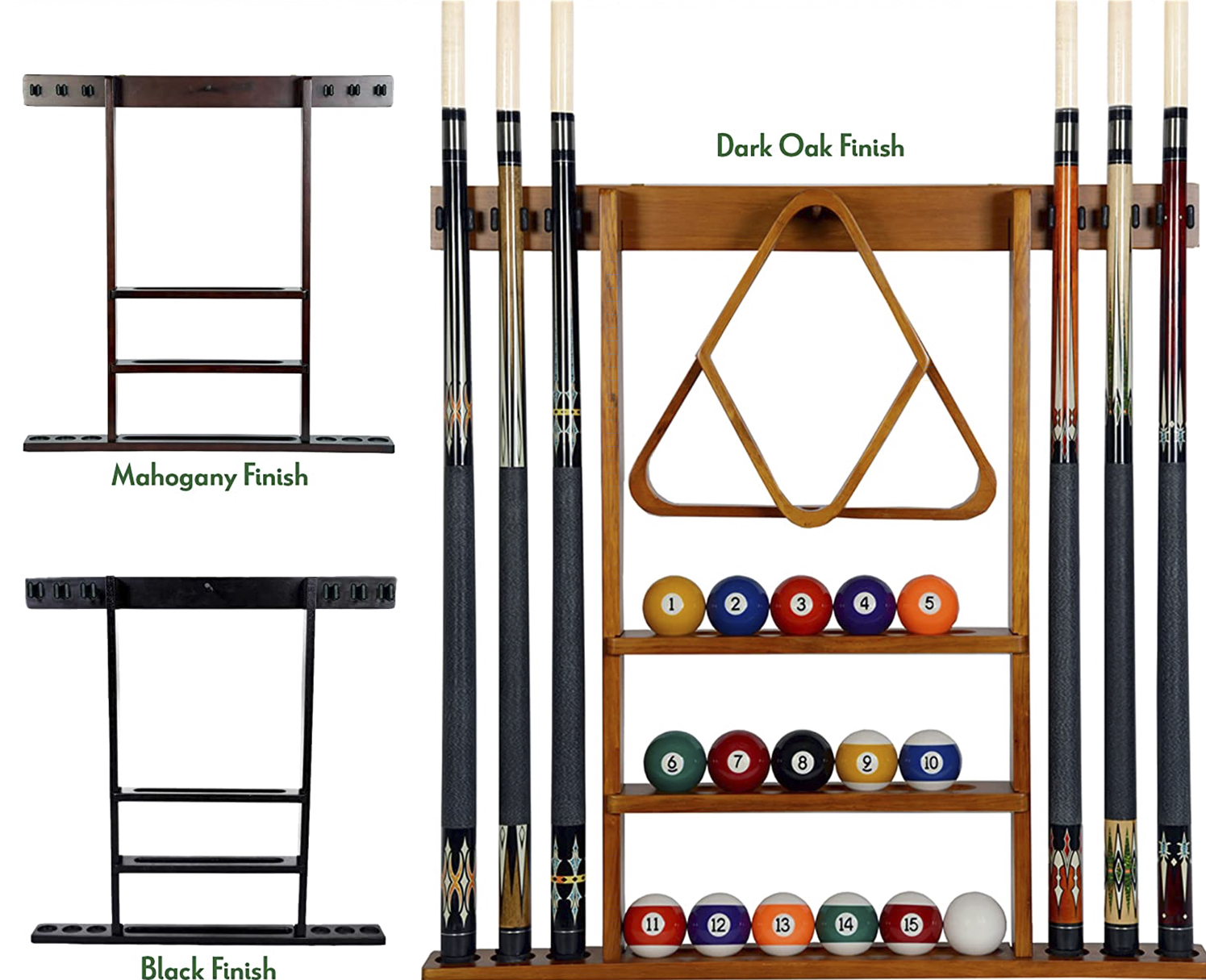 KỆ ĐỂ CƠ BIDA CAO CẤP - TREO TƯỜNG - GỖ TỰ NHIÊN - GIỮ ĐƯỢC 6 CƠ -  XUẤT XỨ VIỆT NAM