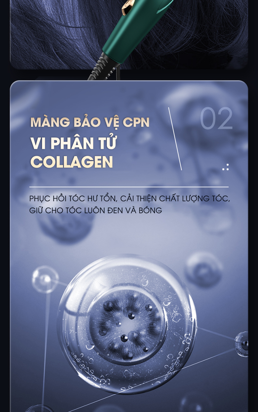 Máy sấy tóc CWELL công suất lớn 1800W-2500W C03HD, 6 chế độ tùy chỉnh nóng/lạnh, thiết kế chuẩn Salon