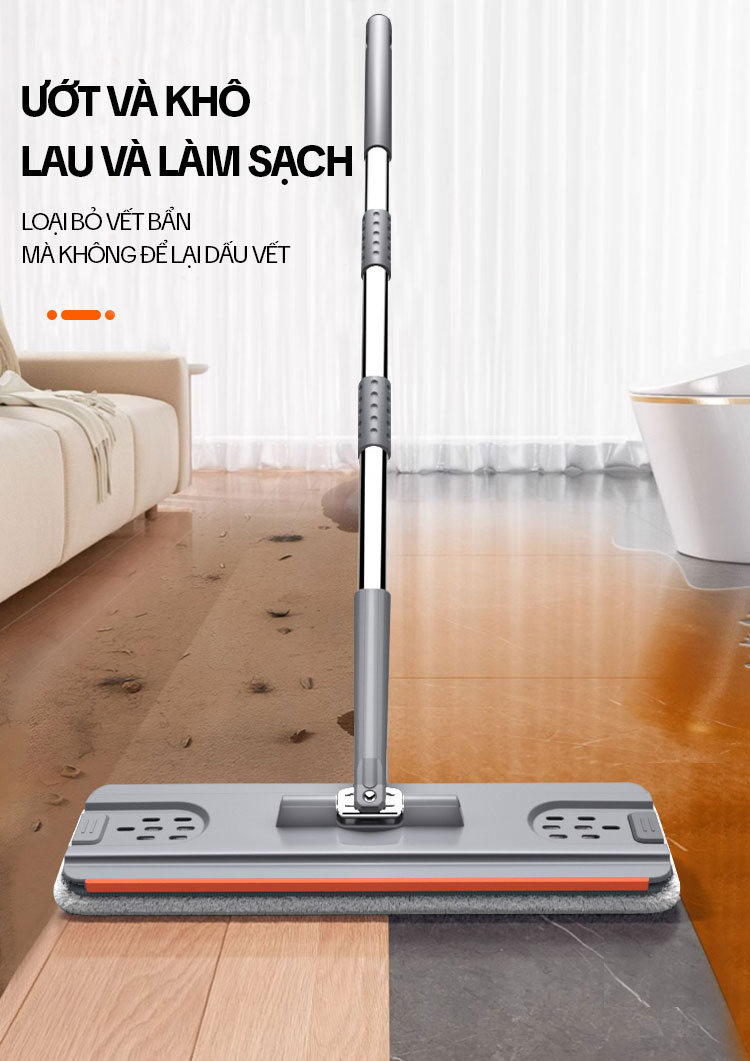 Bộ Cây Lau Nhà KITIMOP SM33 PRO, Thùng Lau Nhà Tự Vắt Thông Minh, Chổi Lau Nhà Xoay 360 Độ, Lau Sàn Làm Sạch