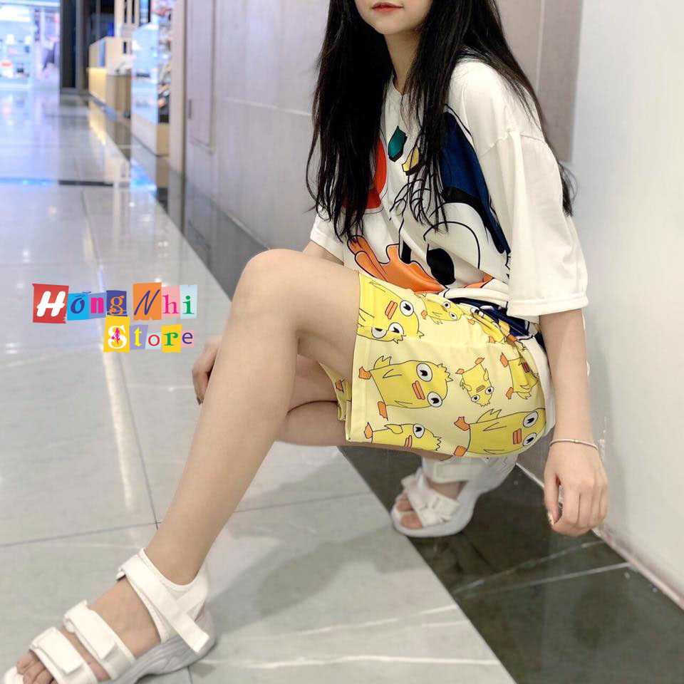 Quần Short Cartoon Unisex Hình Vịt Ducky Momo - Quần Đùi Hoạt Hình Siêu Cute - MM