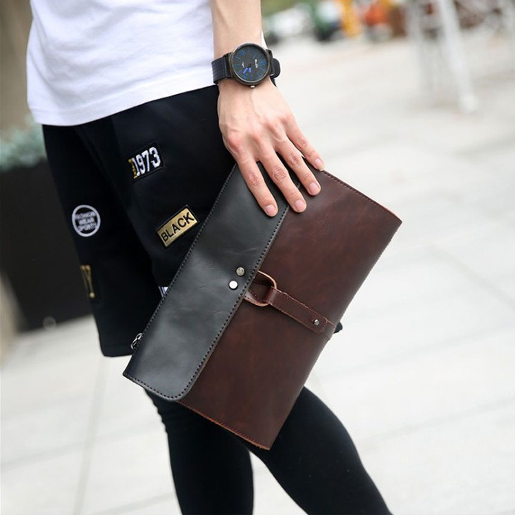 Men's Clutch Pu Leather Retro Purses & Pouches Shoulder Sling Bag Etonweag - Coffee