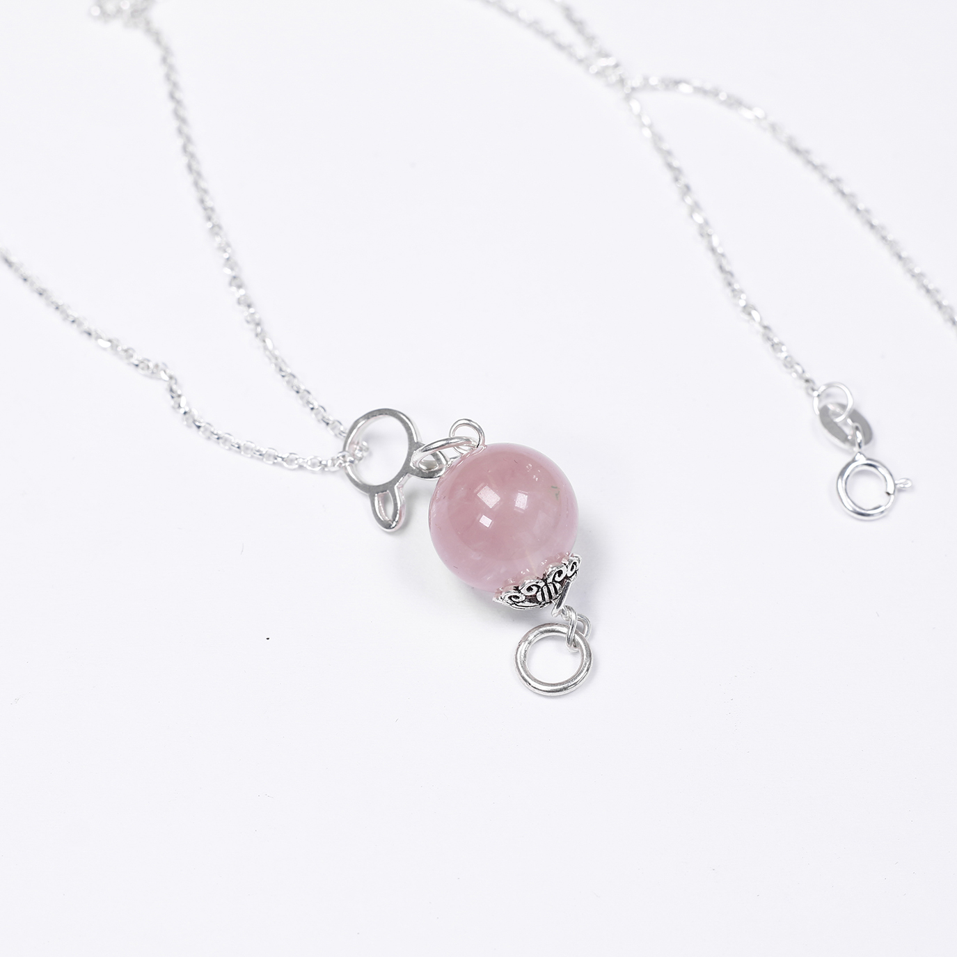 Mặt dây chuyền hạt đá thạch anh hồng 12mm mệnh hỏa, thổ - Ngọc Quý Gemstones
