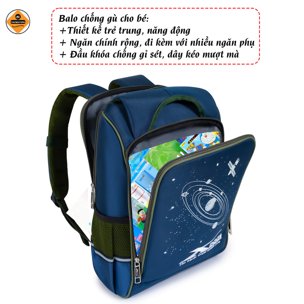 Balo học sinh chống gù Xbags Universe – Balo đi học cấp 1 cao cấp chống nước, nhiều ngăn cho bé năng động XB3104