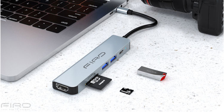Hub Type-C To HDMI 6in1 FIRO - HUB Type C FIRO - HUB USB 3.0 FIRO