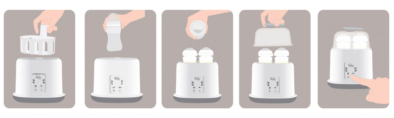 Máy hâm sữa - tiệt trùng điện tử Faztbaby 2 bình cổ rộng DUO 2