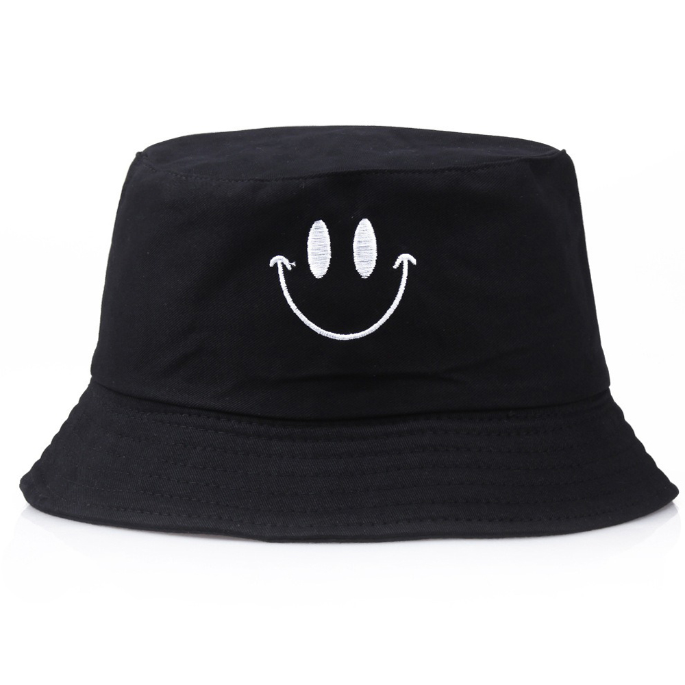 Mũ bucket tai bèo nam nữ thêu icon mặt cười độc đáo, chất vải kaki 2 lớp chống nóng tốt - Hạnh Dương