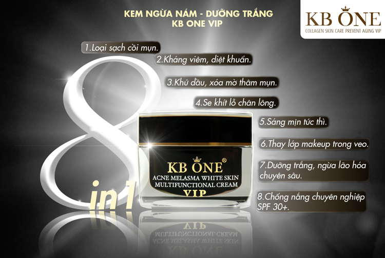 Kem Dưỡng Ngừa Mụn Trắng Da Kb One Vip Đen (50g)