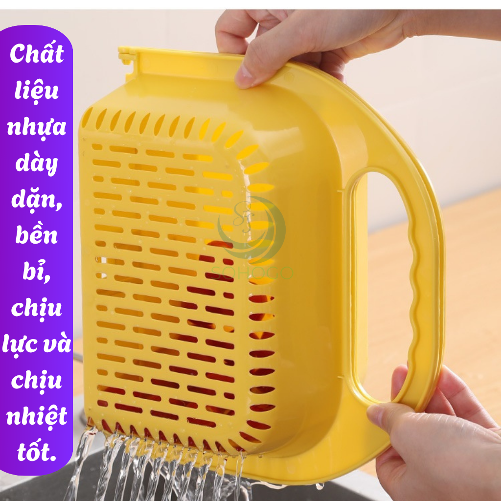 Rổ Rửa Thực Phẩm Kèm Thau Tiện Lợi -Rổ Nhựa Thông Minh Đa Năng Cho Nhà Bếp -Rổ Xả Nước Gập Gọn Cầm Tay -Rổ Rửa Rau Gập Gọn