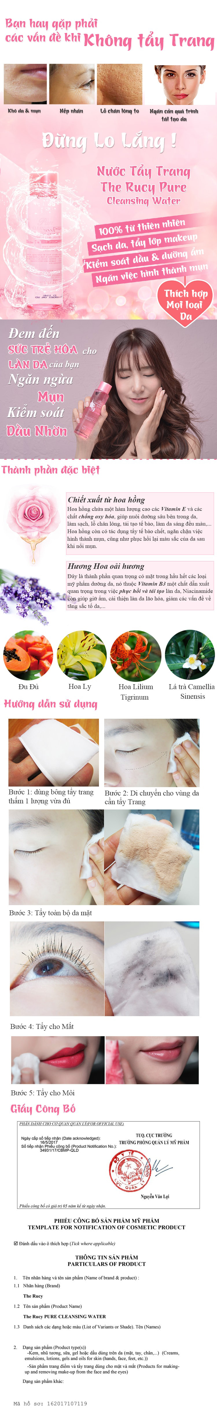 Nước Tẩy Trang The Rucy Pure Cleansing Water LK-CW (150ml)
