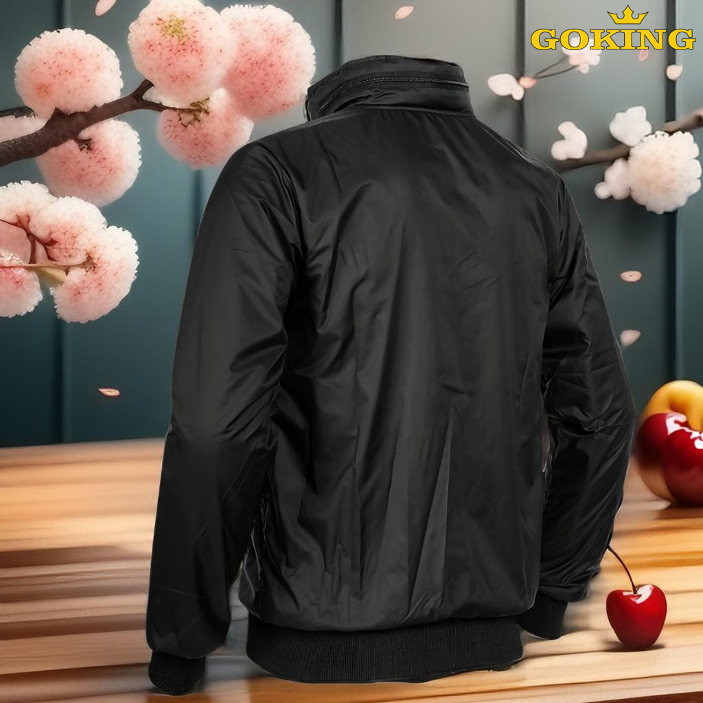 Áo khoác gió cách nhiệt GOKING phối viền, mũ dấu gọn gàng, 3 túi to rộng. Form unisex cho nữ nam.