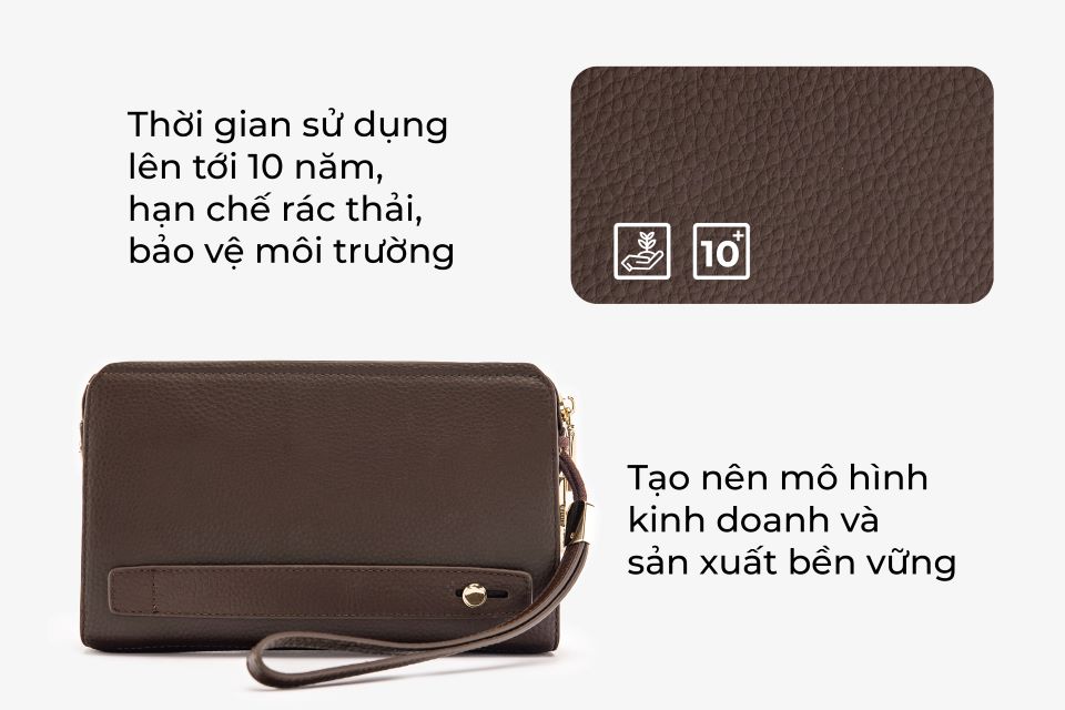 Clutch Nam Ví Cầm Tay GENCE RB07 Da Bò Khóa Số Cao Cấp Màu Nâu