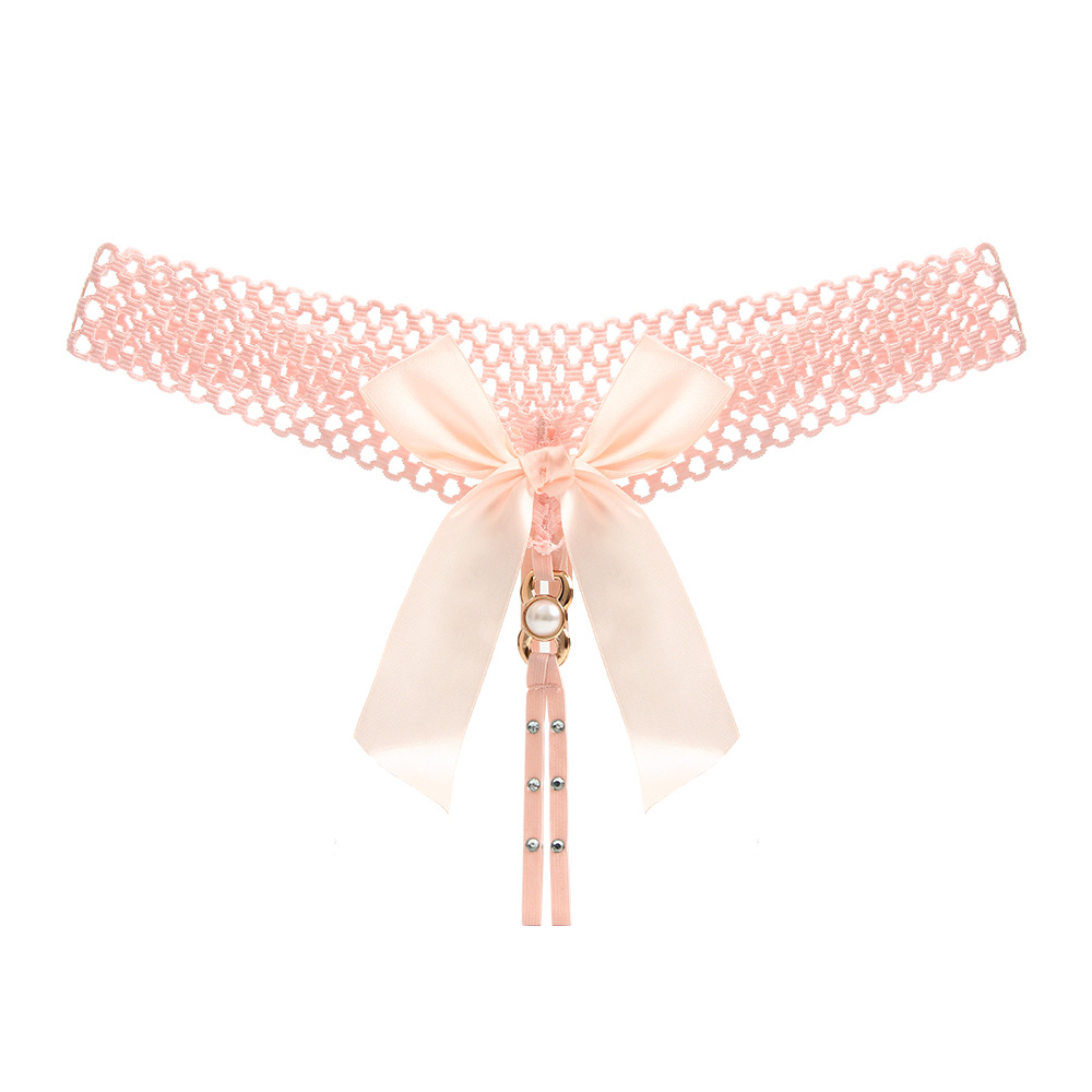 Quần lọt khe quần lót nữ ren sexy rỗng thắt lưng mỏng khoe eo sexy cám dỗ thoáng khí nơ trước