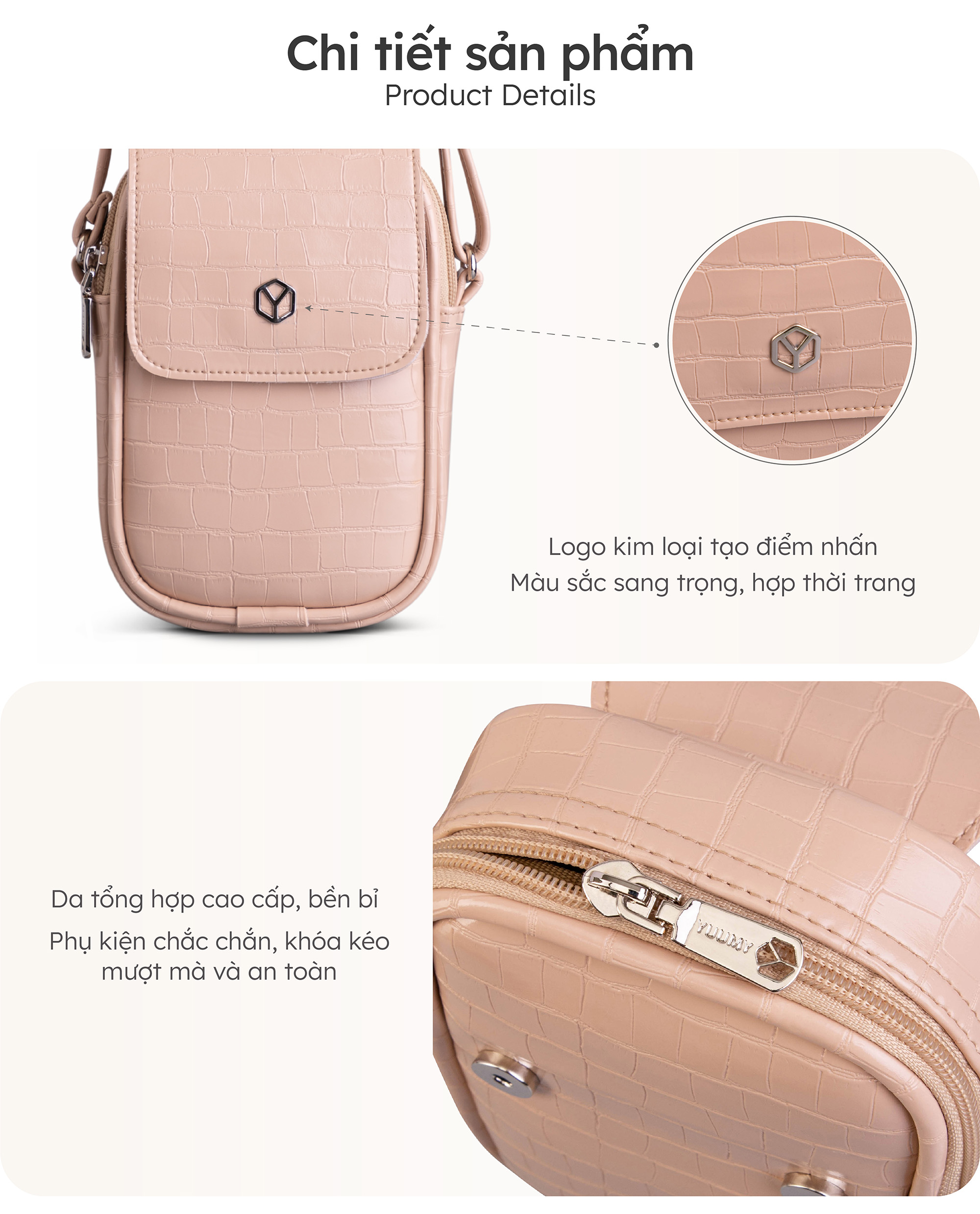 Túi Yuumy ( Thời trang nữ đi chơi sành điệu size 11 - Túi đeo chéo da Verein YN180 )