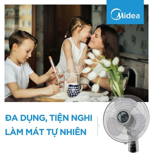 Quạt Treo Tường 3 Cánh Midea FW40-7JR (Quạt Điện Công Suất 55W, Chỉnh Gió 3 Tốc Độ, Có Điều Khiển Từ Xa)