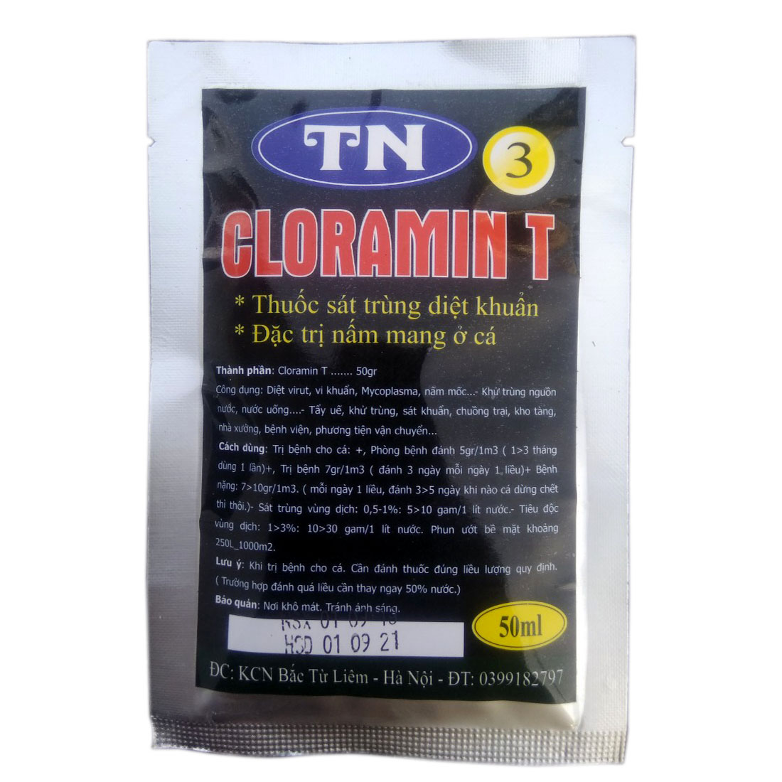 TN3 Cloramin T diệt khuẩn & trị nấm mang ở cá ( 50ml)