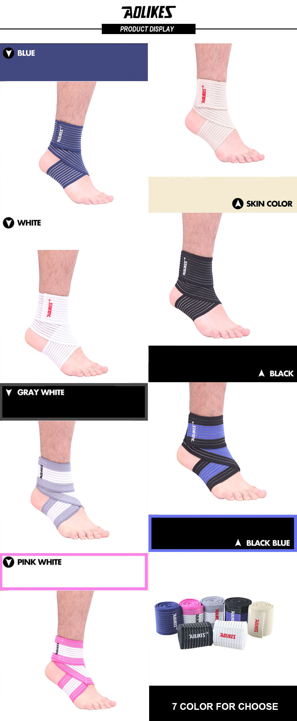 Bộ 2 Băng Quấn Cổ Chân Đàn Hồi Hỗ Trợ Bảo Vệ Mắt Cá Chân Khi Chơi Thể Thao Sport Ankle Support AOLIKES YE-1520