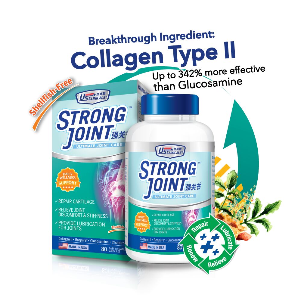 Viên Uống Bổ Sung Glucosamine Gấp Đôi, Cải Thiện Sụn, Khớp Giảm Nhức Mỏi Triệt Để US Clinicals StrongJoint Từ Mỹ - 80 Viên