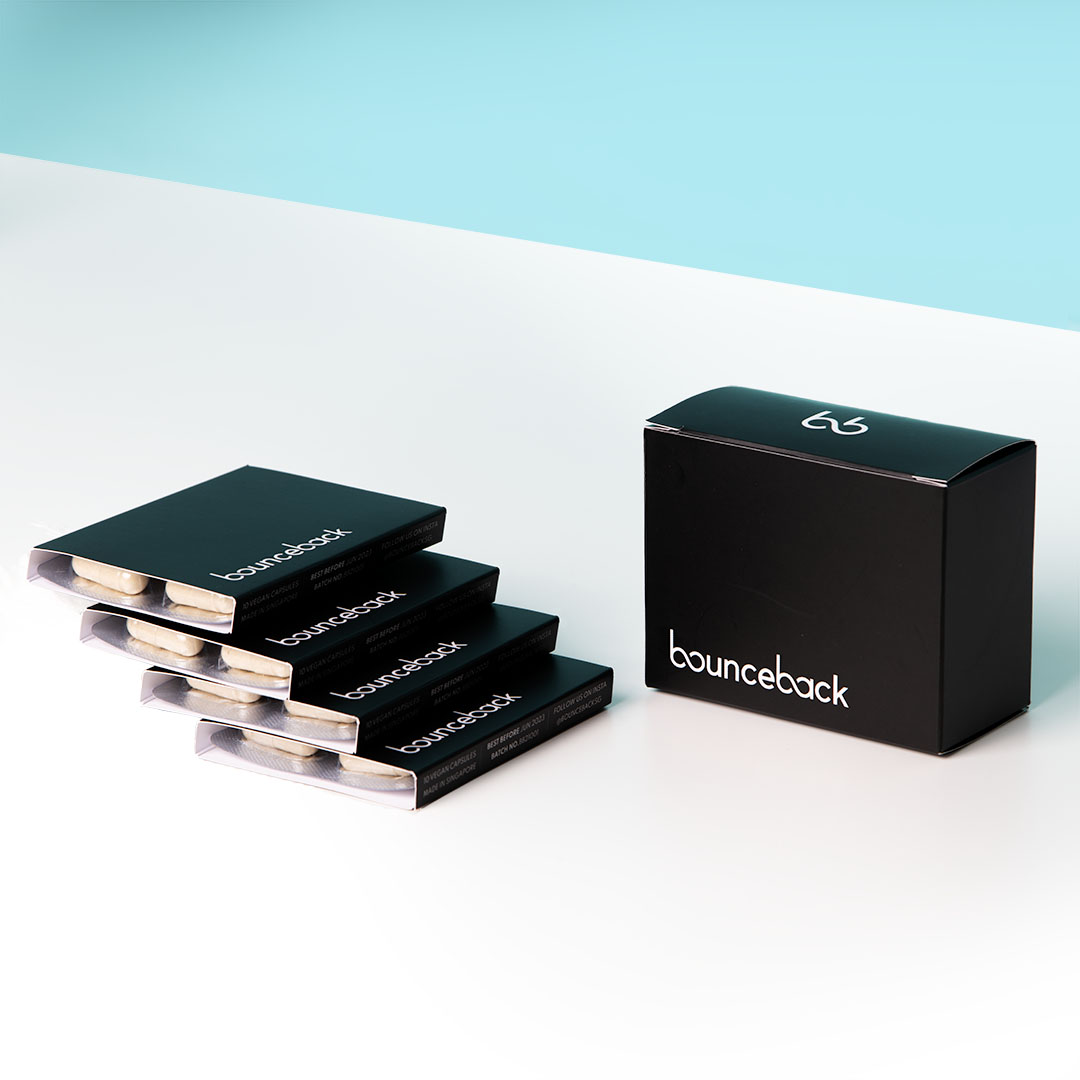 Bounceback - Thuốc giải rượu, hỗ trợ giải độc và bảo vệ gan, hạn chế các triệu chứng như mẫn đỏ, buồn nôn sau những cơn say - Sản phẩm hàng đầu Singapore - Hộp 40 viên