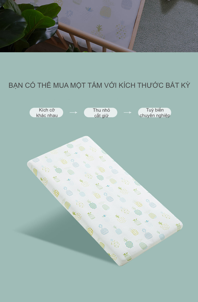 Bọc Nệm Chống Thấm Cho Bé - Vải Cotton Sợi Bông Dệt Kim, Nhiều Kích Cỡ 4