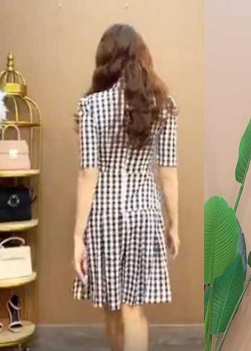 Đầm Xòe Caro Công Sở 2 Lớp Thời Trang