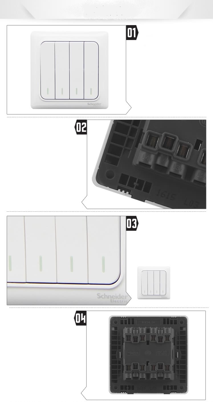 Bộ 4 Công Tắc Điện Schneider Electric Bộ 4 Công Tắc Điện Schneider Electric