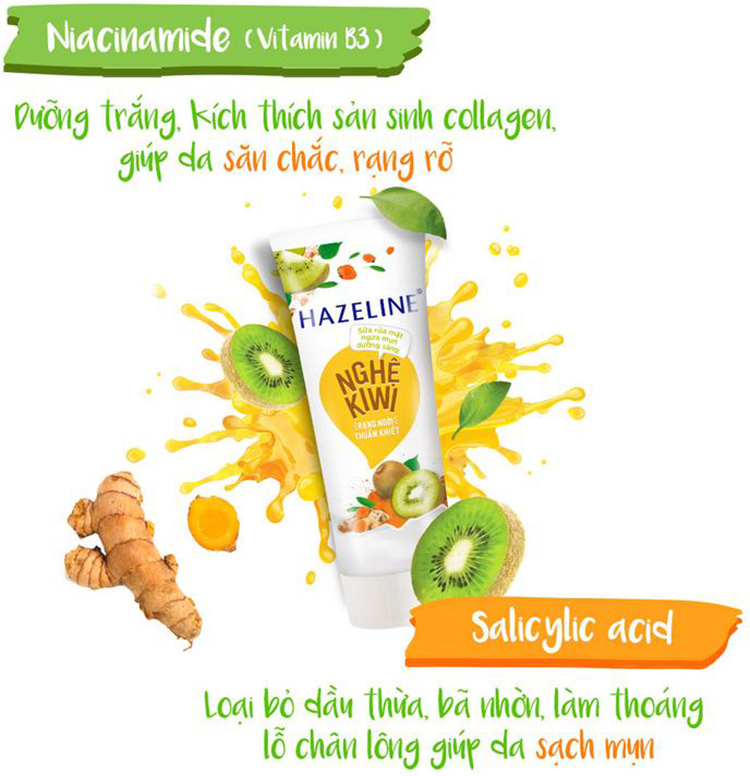 Sữa Rửa Mặt Sáng Da Hazeline Kiwi Nghệ 67183449 (100g)