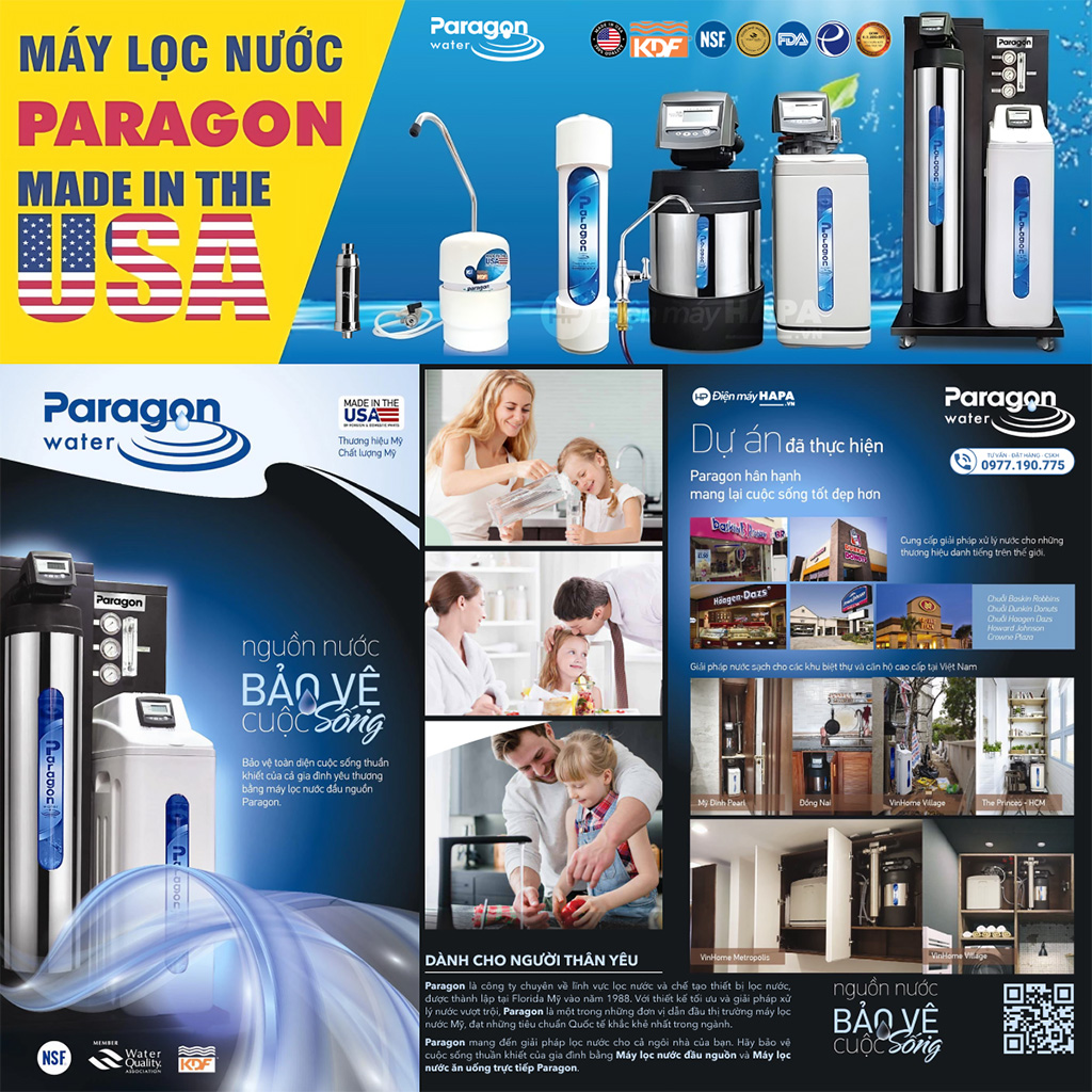 PARAGON WATER là nhà sản xuất máy lọc nước đến từ Mỹ có trụ sở tại Florida, Mỹ, với công nghệ hàng đầu trong lĩnh vực tách và lọc nước