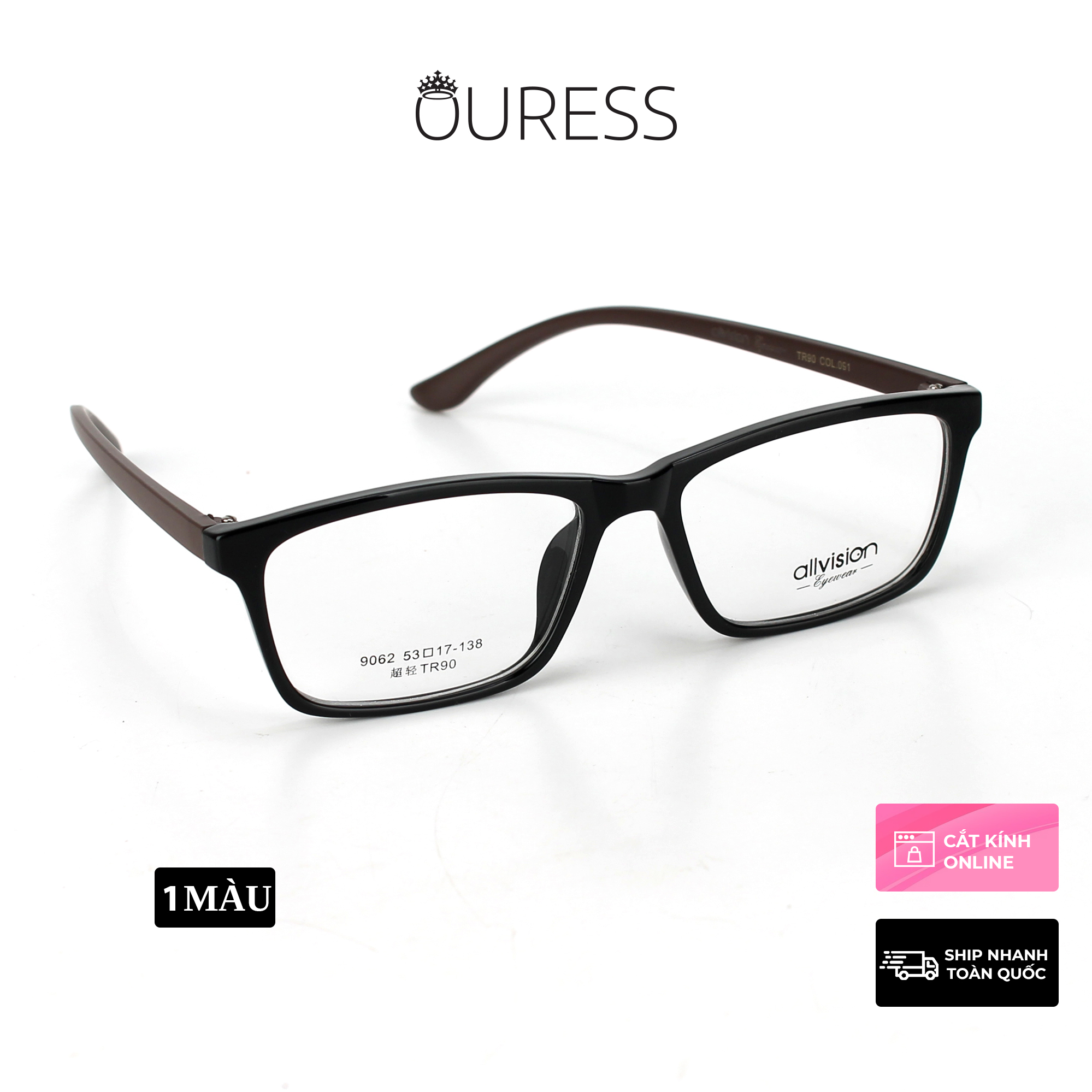Gọng kính nhựa 9062 thời trang nam nữ siêu nhẹ siêu bền OURESS