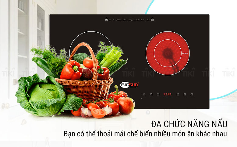 Bếp Âm Đôi Từ - Hồng Ngoại Bigsun BEH-2IF (73cm) - Hàng Chính Hãng