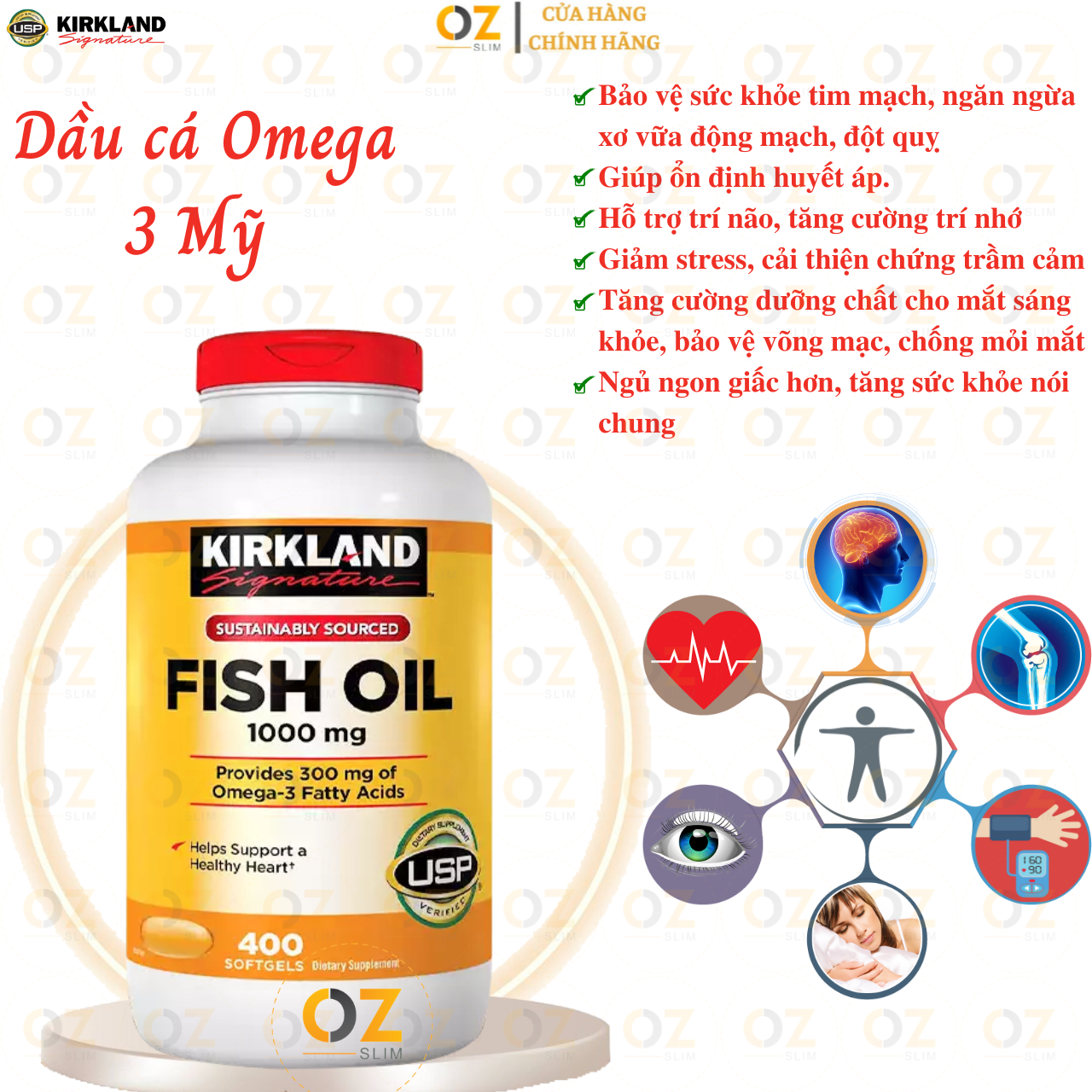 Omega 3 dầu cá Mỹ Kirkland Signature Fish Oil 1000mg