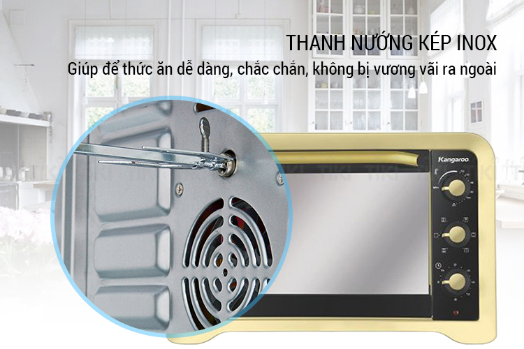 Lò Nướng Mặt Kính Tráng Gương Kangaroo KG4001 (40L)