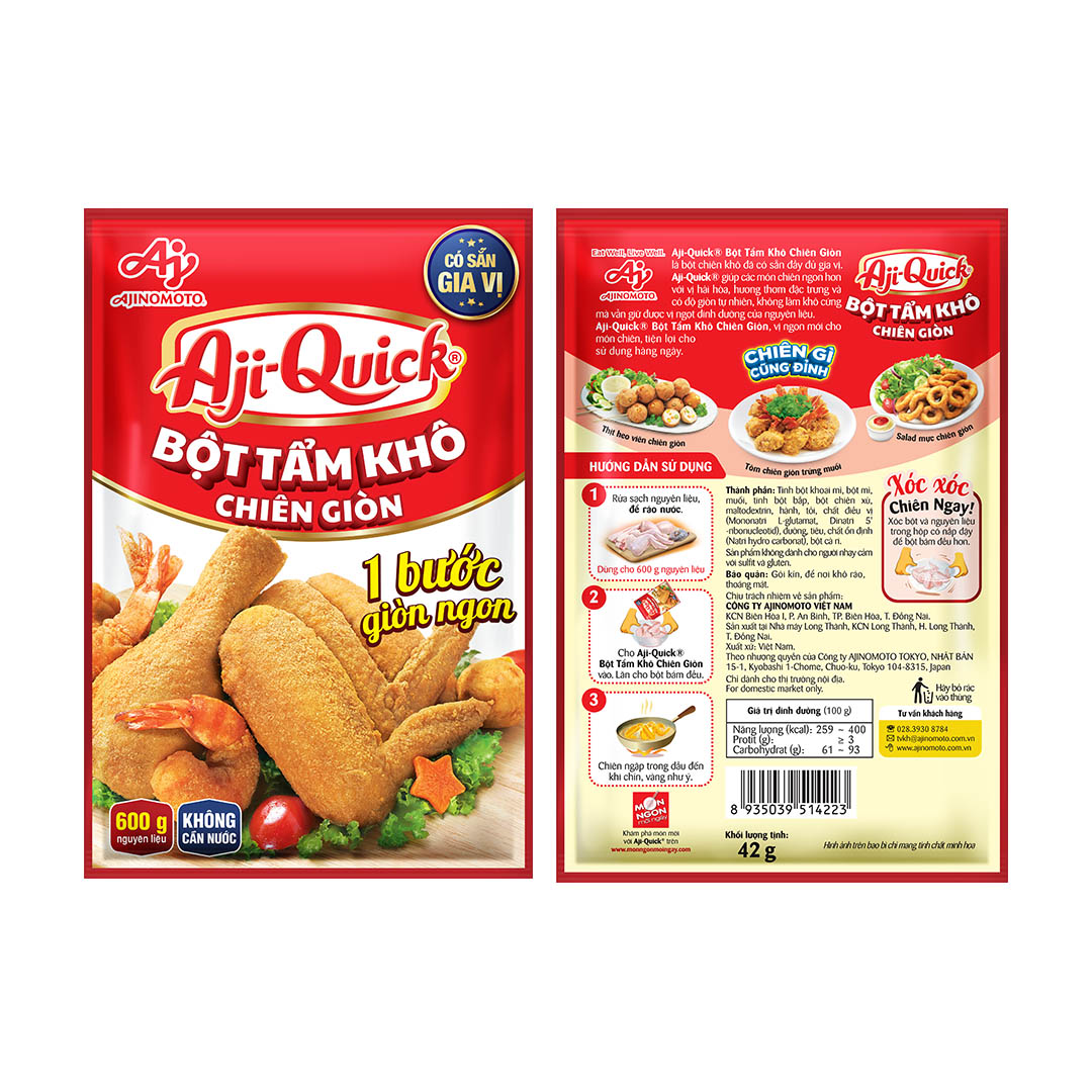 Combo 6 Gói Aji-Quick® Bột Tẩm Khô Chiên Giòn 42g/Gói