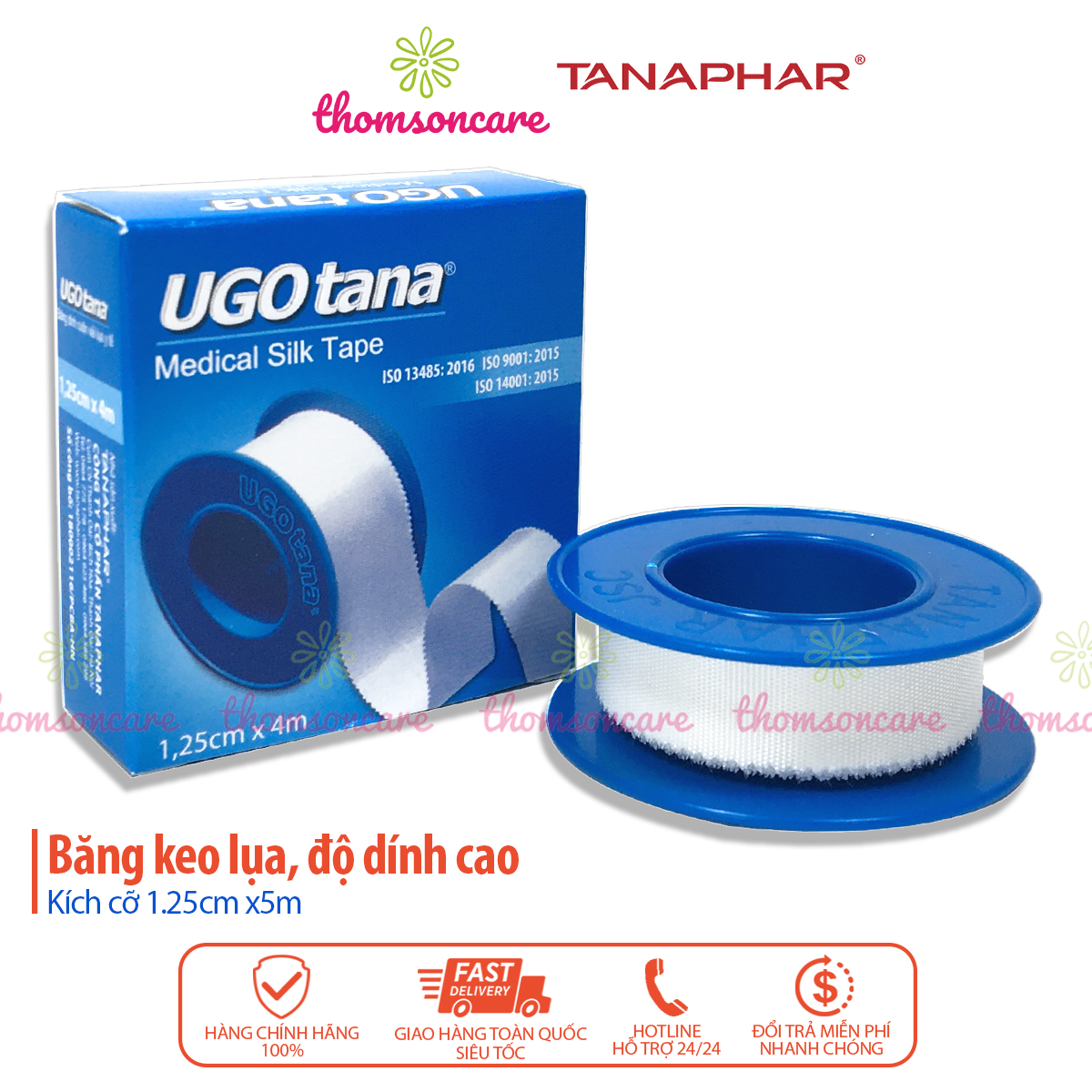 Băng keo lụa y tế UGOTANA kích thước 1,25cm x 4m - Độ dính cao, mềm, sơ cứu vết thương 1