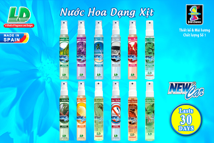 Nước hoa ô tô dạng xịt L&D FRESH FRUIT Green Apple 60ml