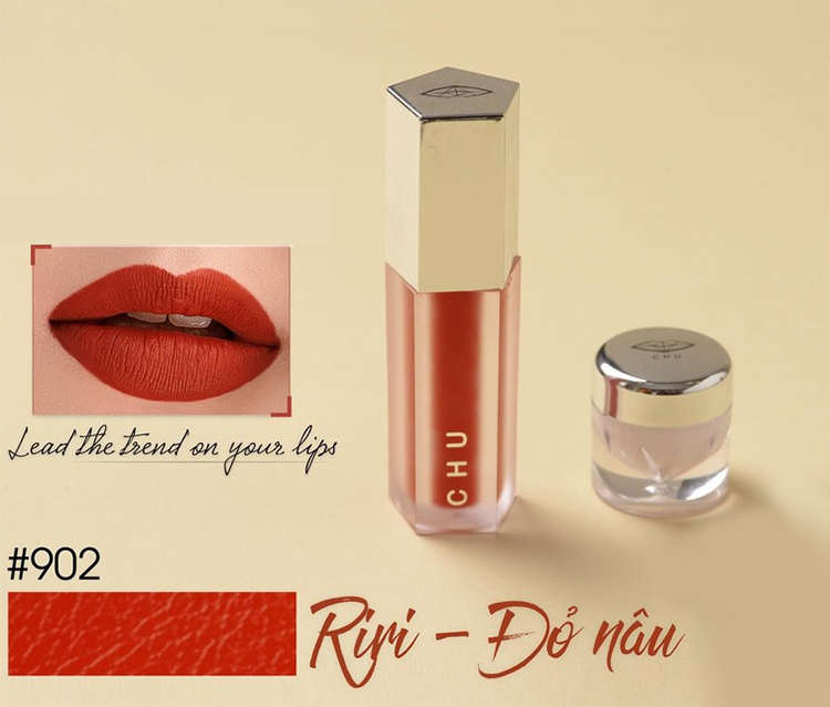 Son Nhung Chu Lipstick - Son Kem Lì Mượt Mịn & Bám Màu Lâu Trôi - Tặng Kèm Túi Và Son Dưỡng