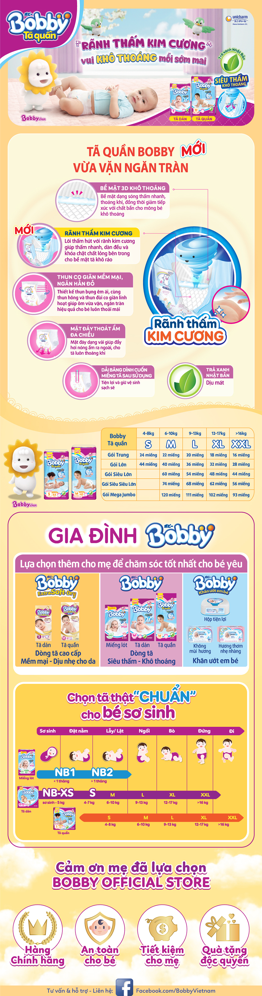 Tã Quần Bobby Gói Trung S24 (24 Miếng)