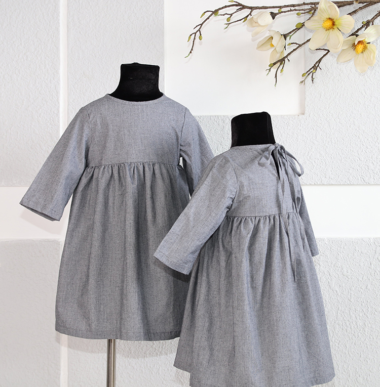 Đầm Bé Gái Tay Dài Buộc Nơ Phía Sau KIKAGND-0005