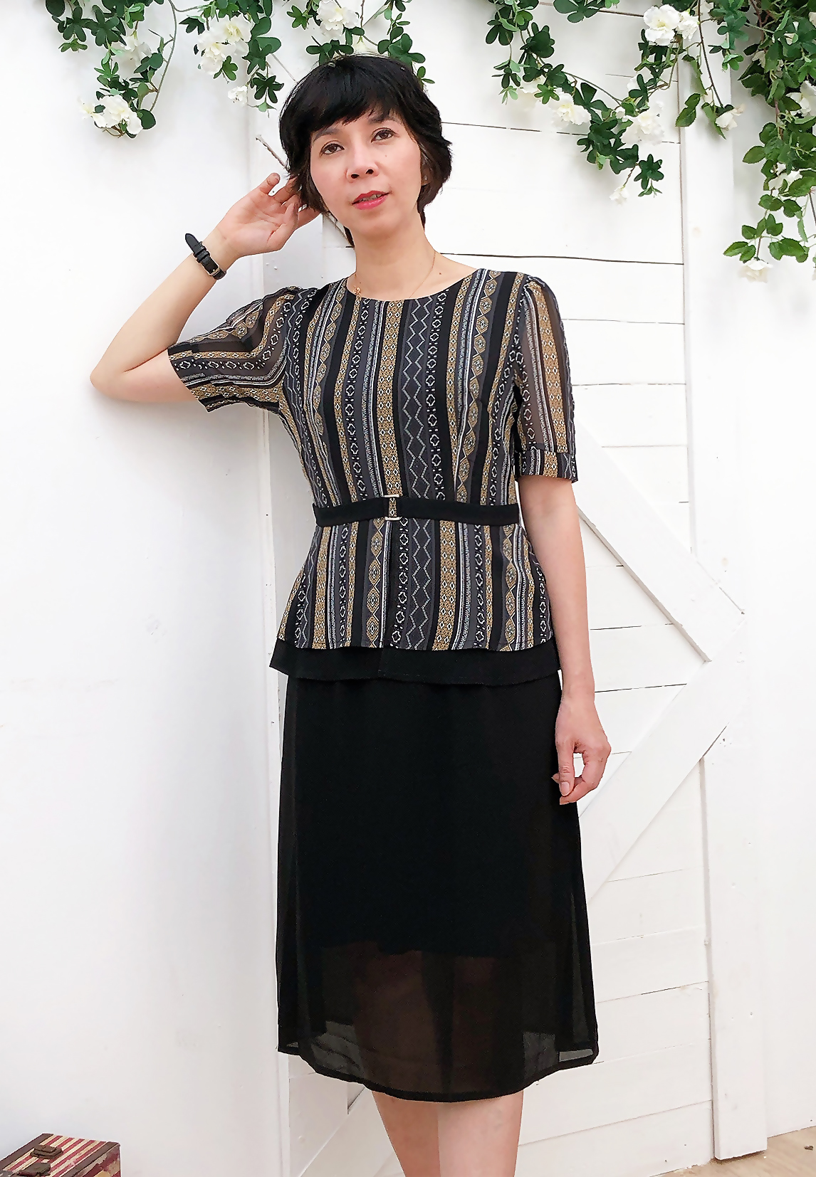 Đầm trung niên suông peplum TIFALU672 - Đầm thiết kế bigsize sang trọng