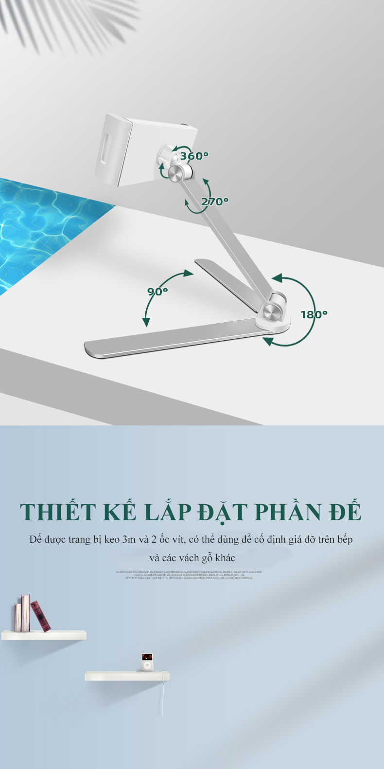 Giá Đỡ Điện Thoại Máy Tính Bảng (4-12 inches) Đề Bàn Hoặc Treo Tường Hợp Kim Nhôm Nguyên Khối Cao Cấp – Gấp Gọn Tiện Lợi – Hàng Chính Hãng